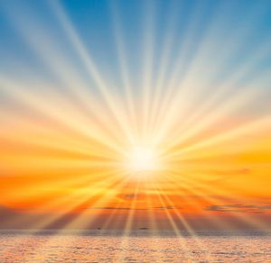 Sea sunset with sunset sun