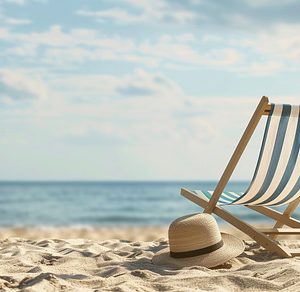 Summer beach landscape with chair