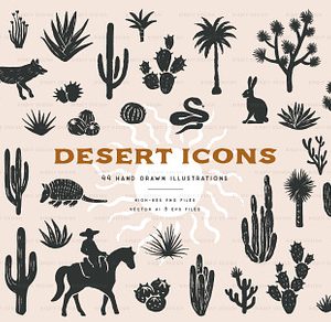 Desert Icons Hand Drawn Graphics Set
