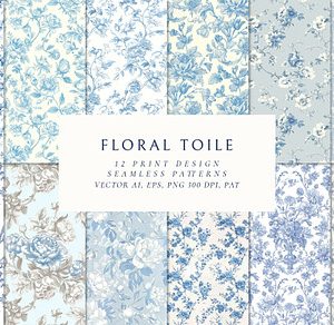 Floral Toile Print Design Patterns