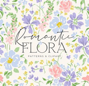 Romantic Flora - Patterns & Clipart