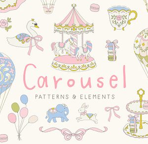 Carousel & Balloon patterns, clipart