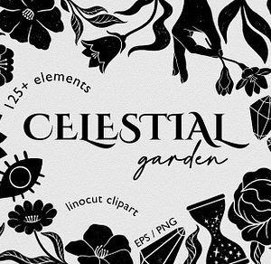 Celestial garden Linocut collection.