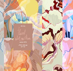 44 floral abstraction vector set