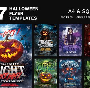 7 Halloween Flyer Templates PSD