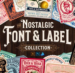 Nostalgic Font and Label Collection