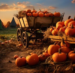 Pumpkin harvest farm. Generate Ai
