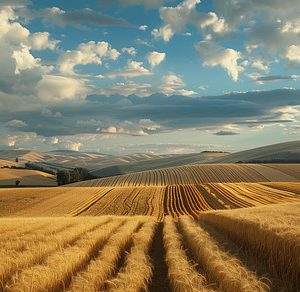Rural summer landscape. Yellow field